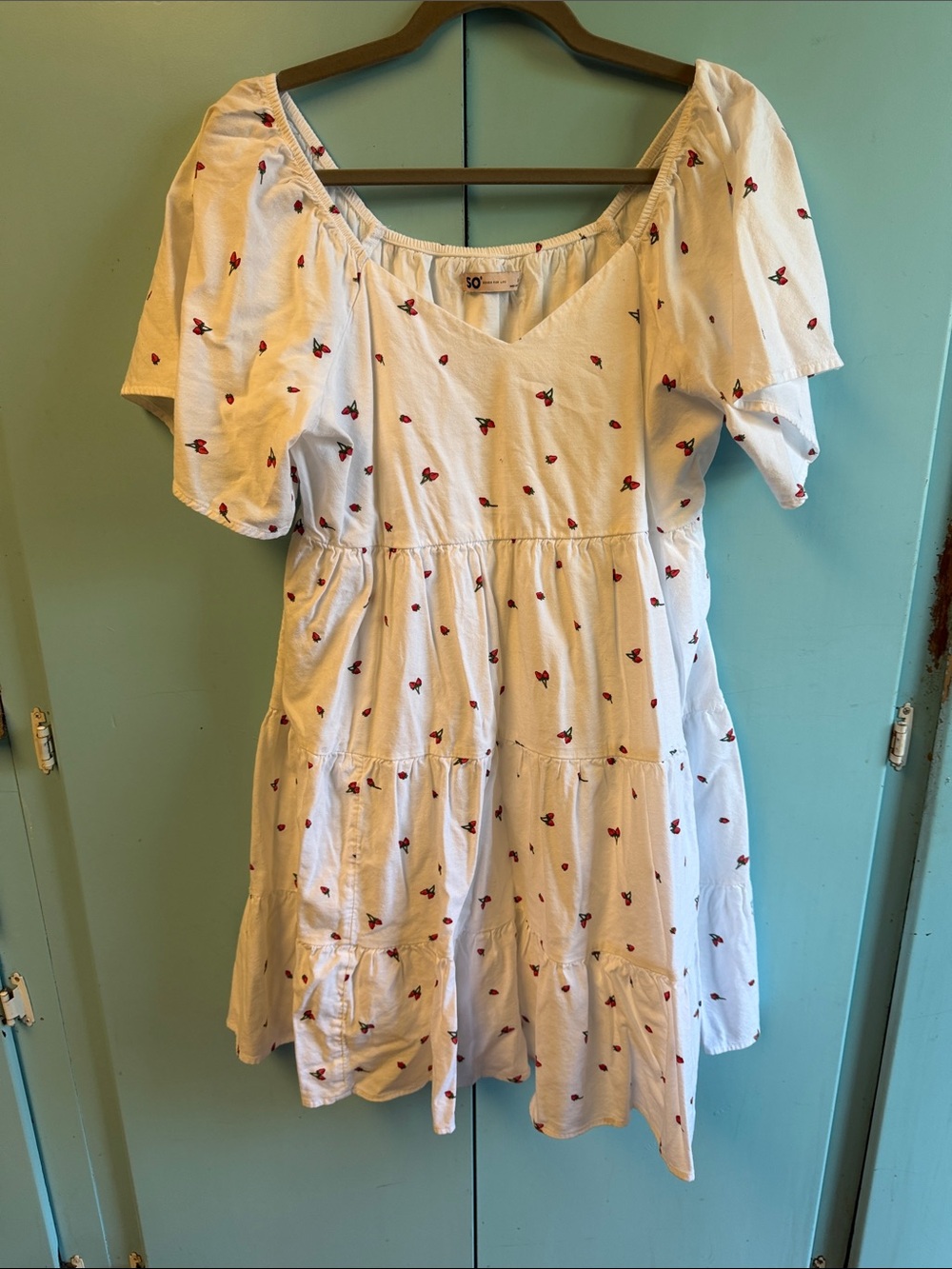 Strawberry Print Cotton Dress, M